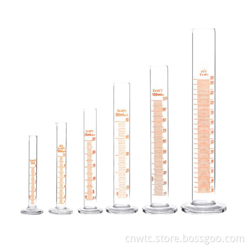 Glass Graduated Measuring Cylinder: 250ml with Round Base and Spout
